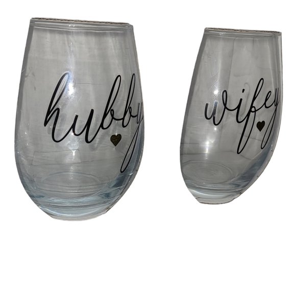 💕NIB HUBBY & WIFEY 20 OZ. STEMLESS WINE GLASSES💕 - Picture 2 of 7